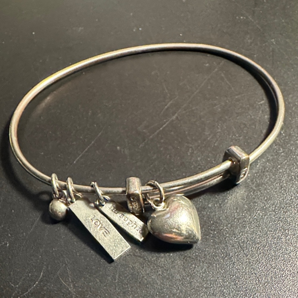 Lia Sophia Silver friendship Bracelet with Heart and Love Charms